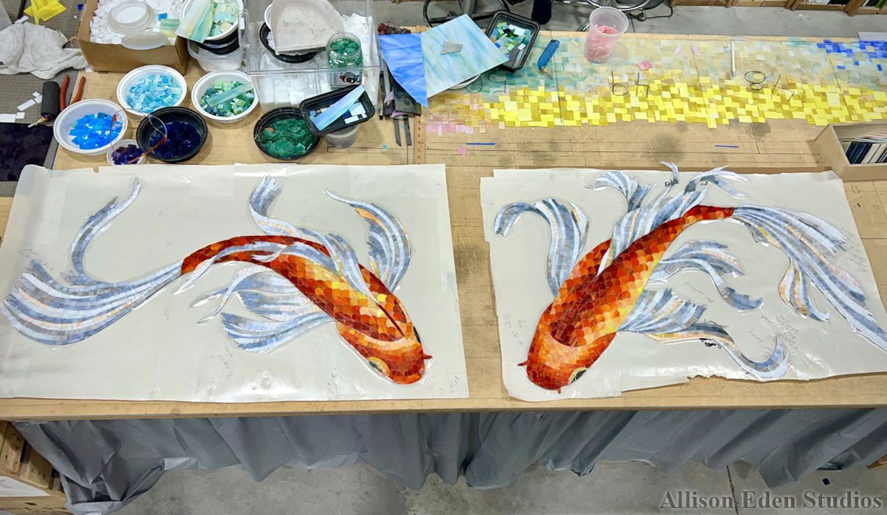 4 Koi Fish in progress 2023
