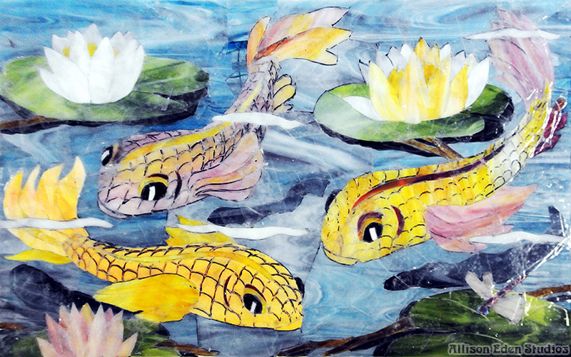 61 Allison Eden Studios Koi and Lillies in progress wm
