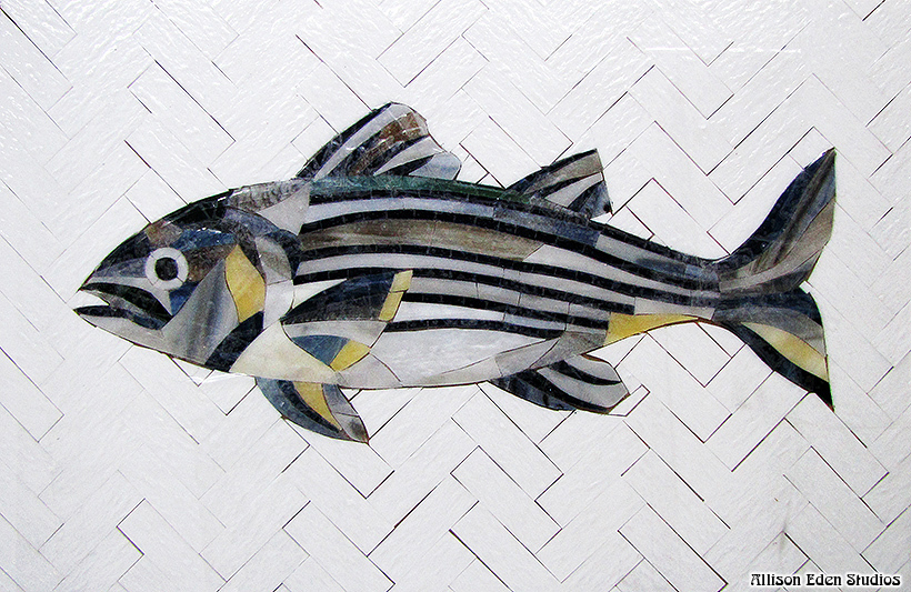 66 Allison Eden Studios Striped Bass Fish Mosaic Herringbone wm