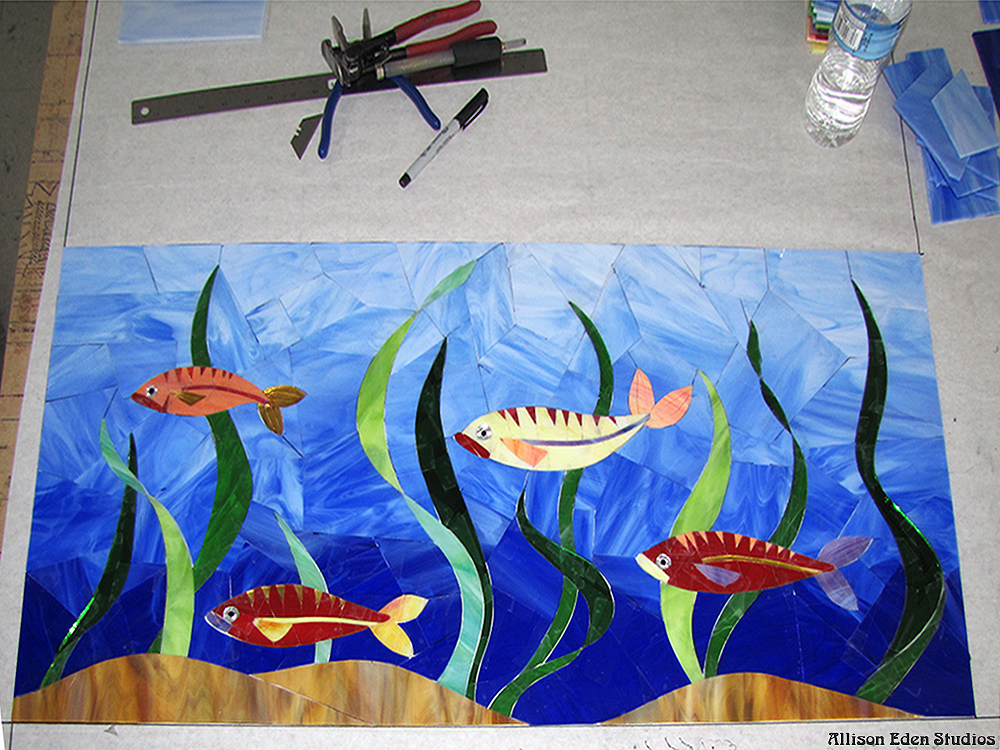 68 Allison Eden Studios small fish mural in progress wm