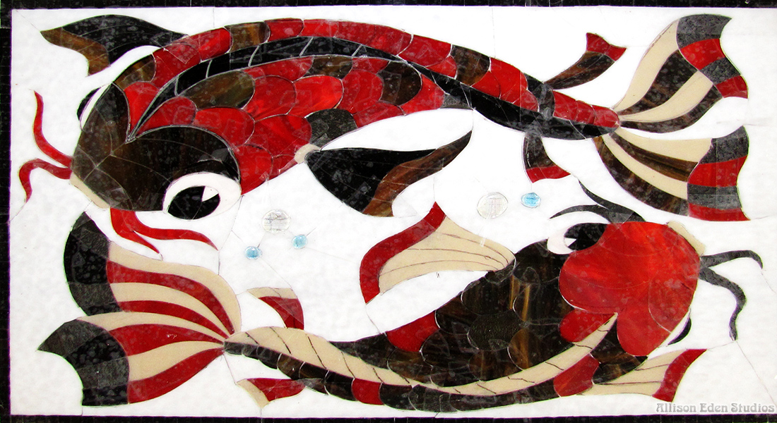 74 Allison Eden Studios Red Koi mosaic 24 X 36 wm