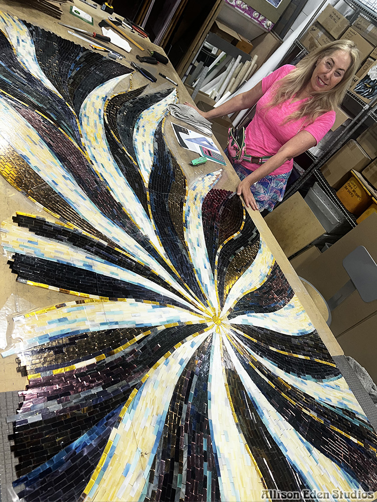 Allison Eden Studios Allison making pinpoint Brooklyn mosaic 2026 wm