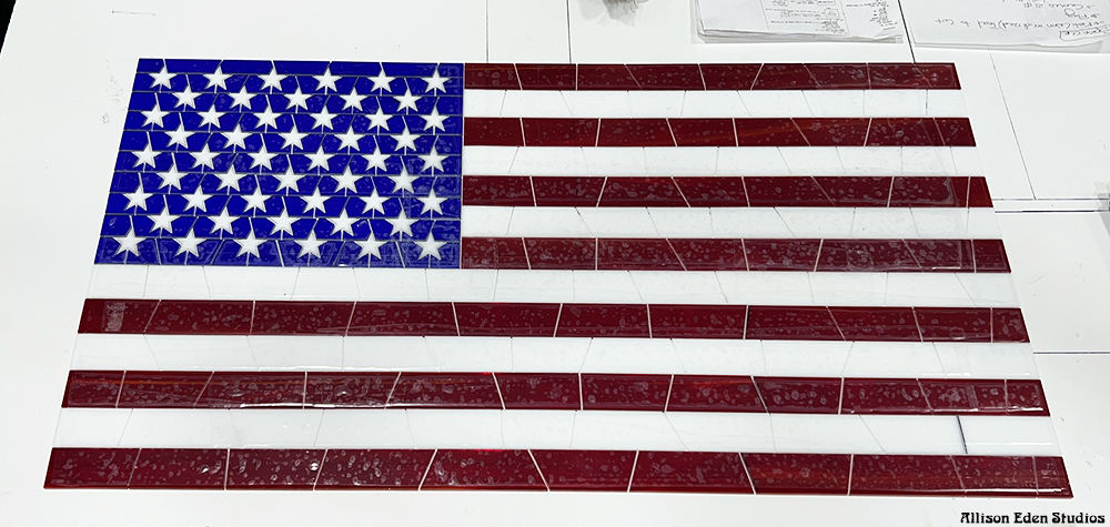 Allison Eden Studios- American Flag- stained glass mosaic artwork made in Brooklyn, NY