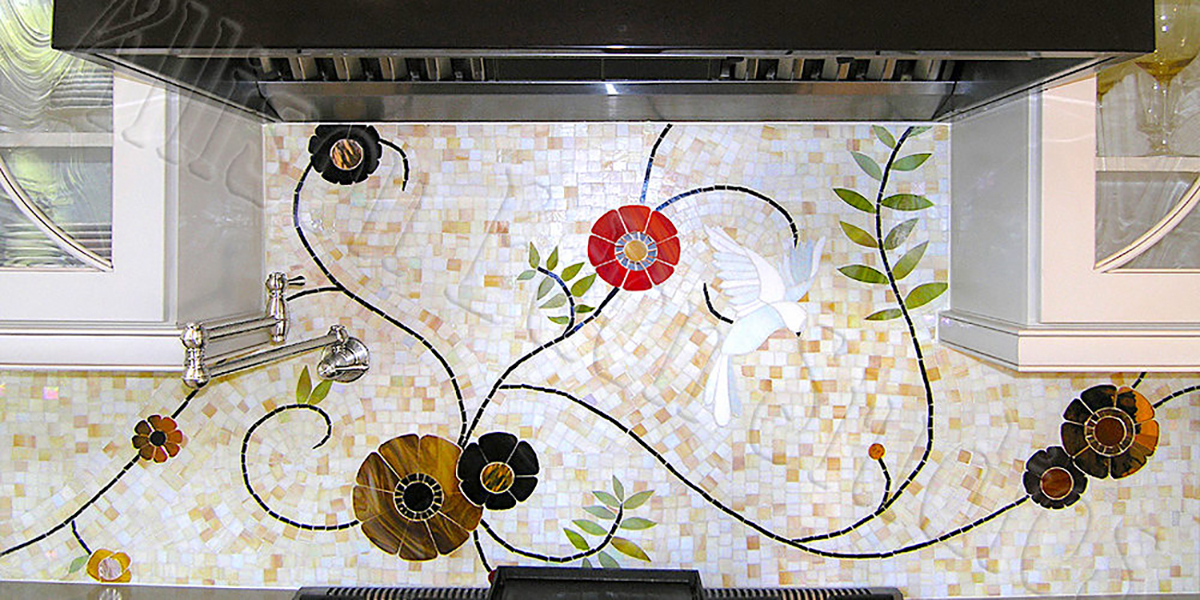 Allison Eden Studios Floral Pattern Backsplash Kitchen wm