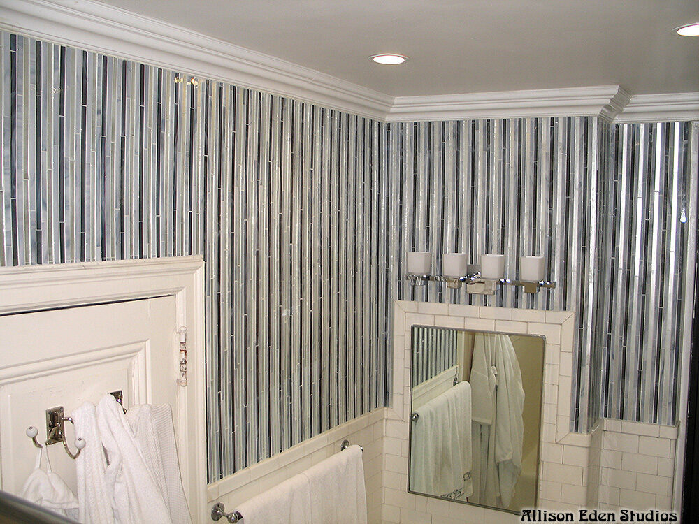Allison Eden Studios Grass Stripes grays navy blue brushed mirror wm