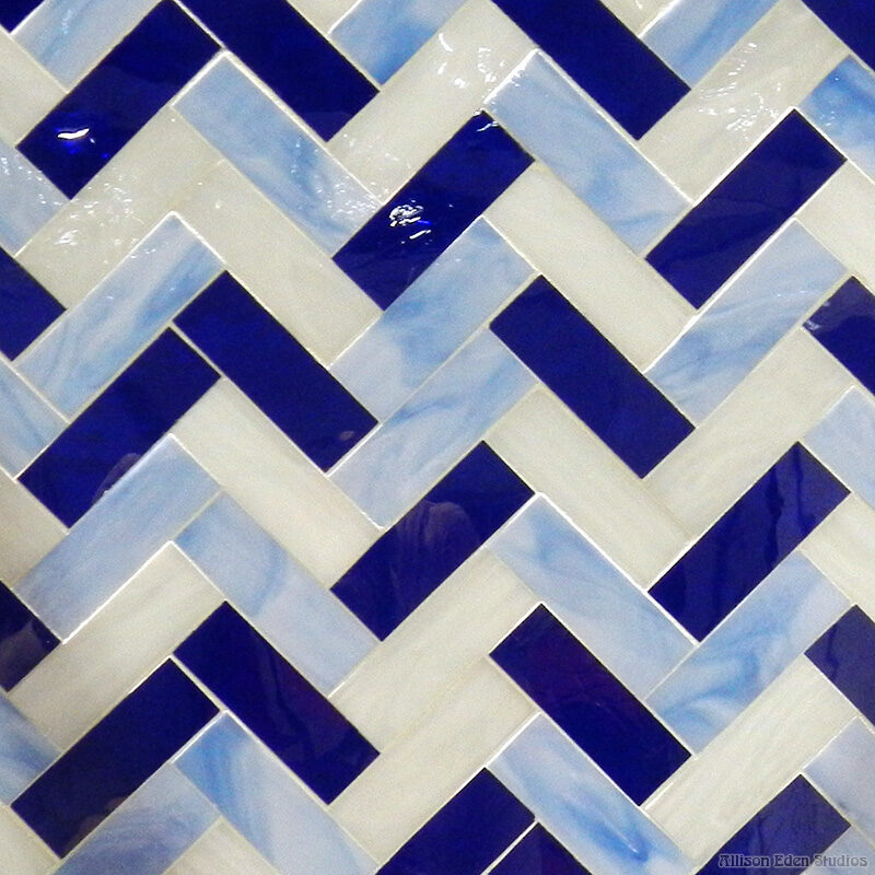 Allison Eden Studios Herringbone Blue dk blue white