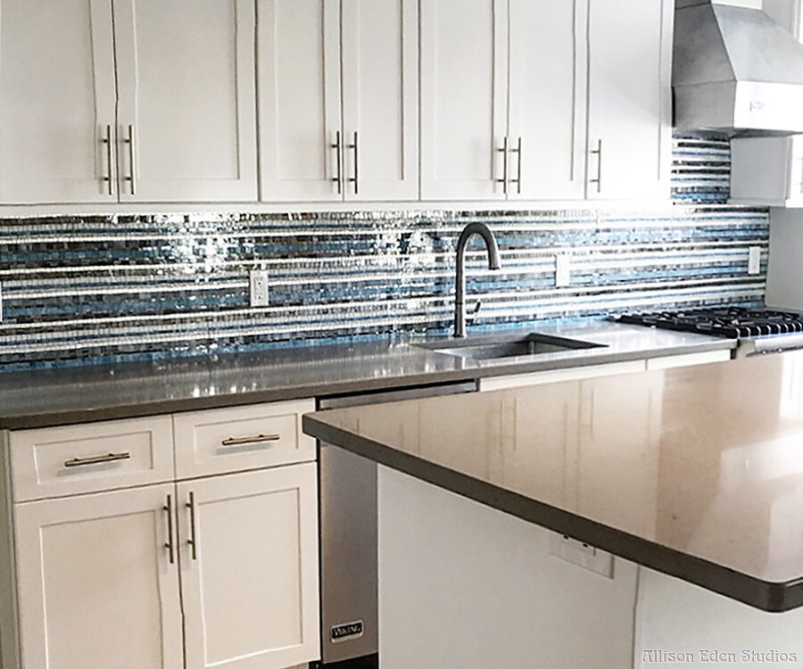 Allison Eden Studios Mosaic Tile Stripes Kitchen Backsplash wm