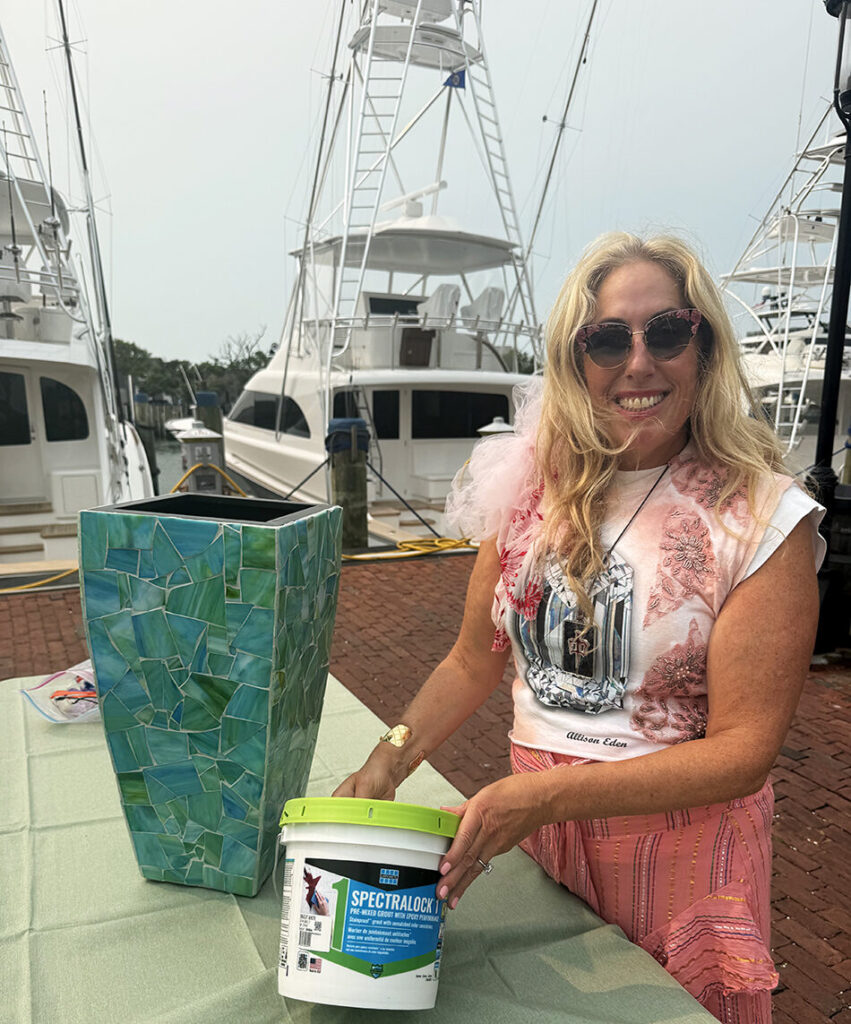 Allison Eden Studios Nantucket grouting a flower pot