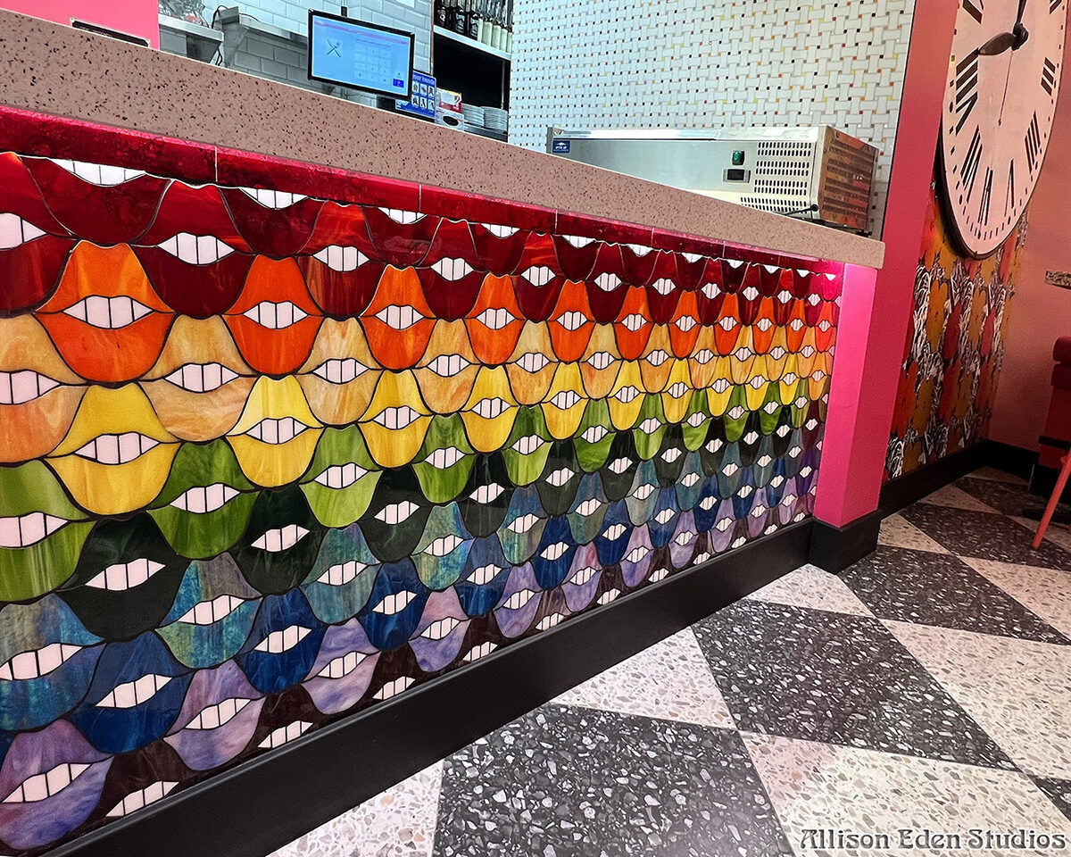 Allison Eden Studios Rainbow Glass Mossaic Smiles Counter at Serendipity 3 Times Square