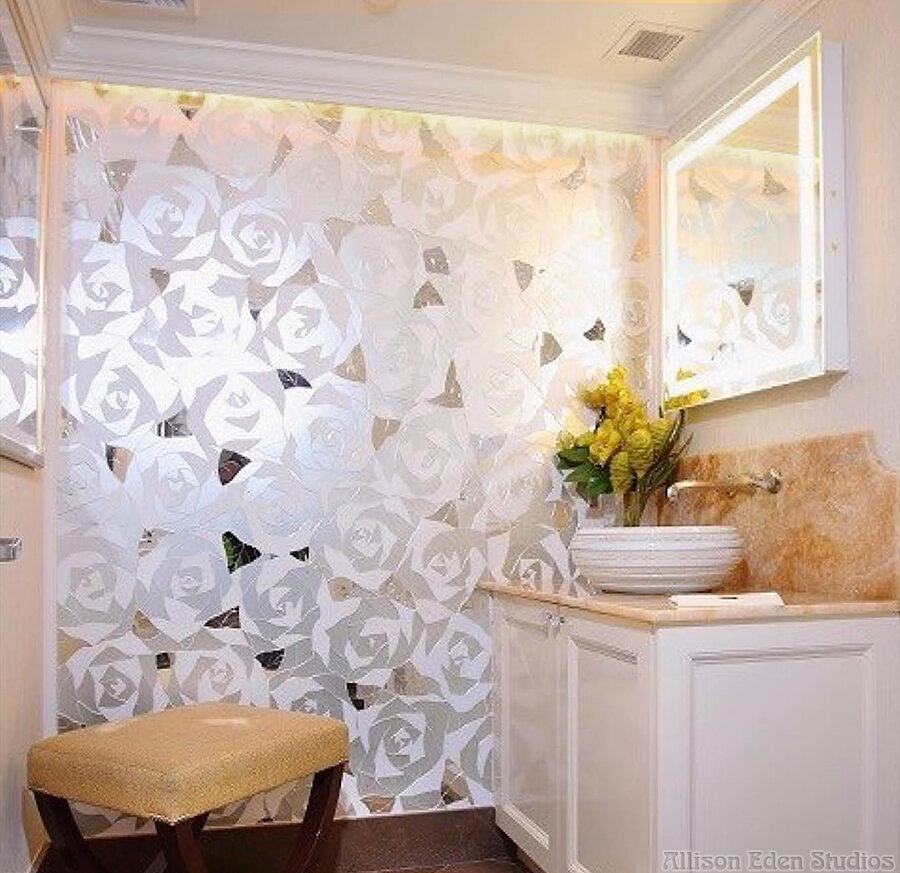 Allison Eden Studios Roses Mosaic Bathroom wm
