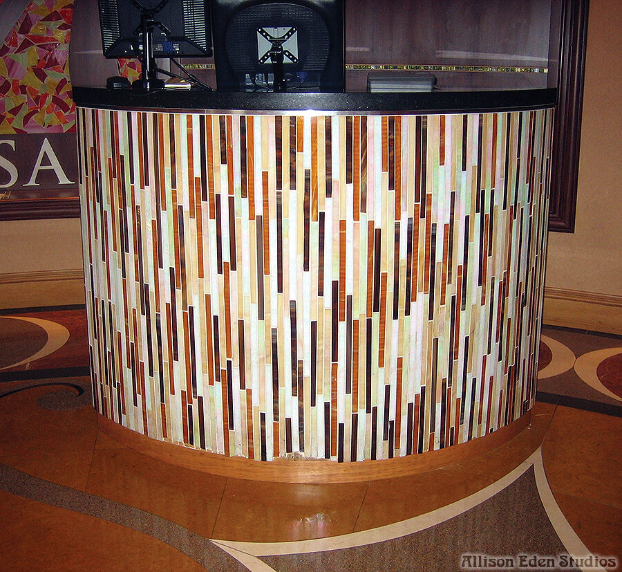 Allison Eden Studios Sticks glass mosaic tile hostess stand wm