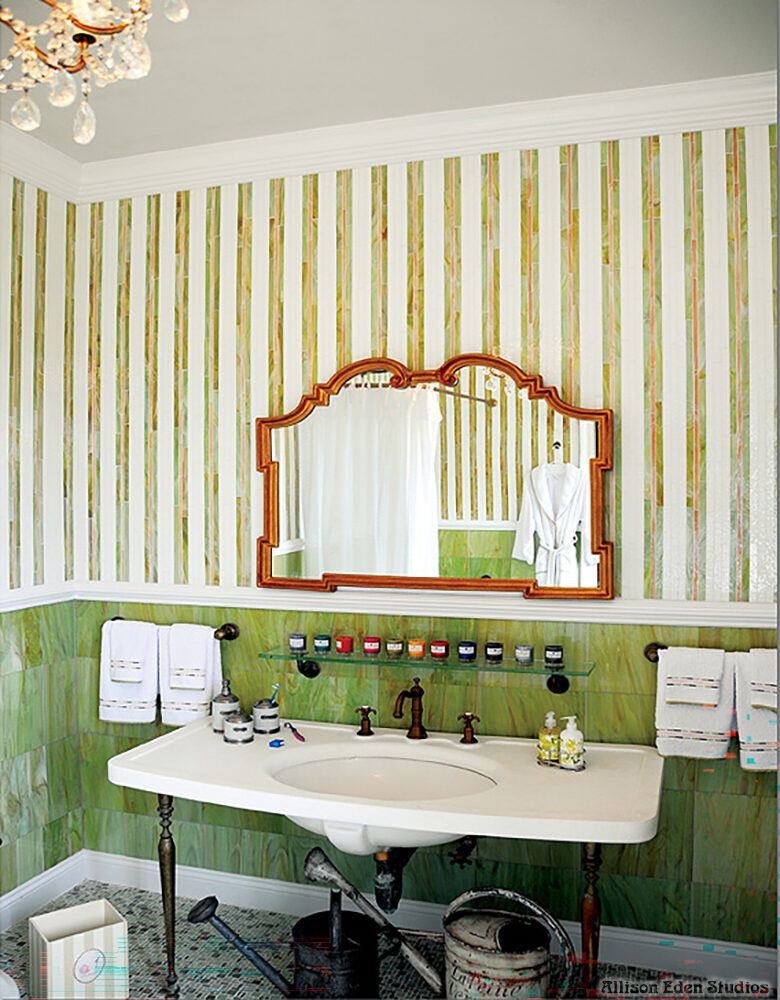 Allison Eden Studios Stripes green Mill Neck Bath wm