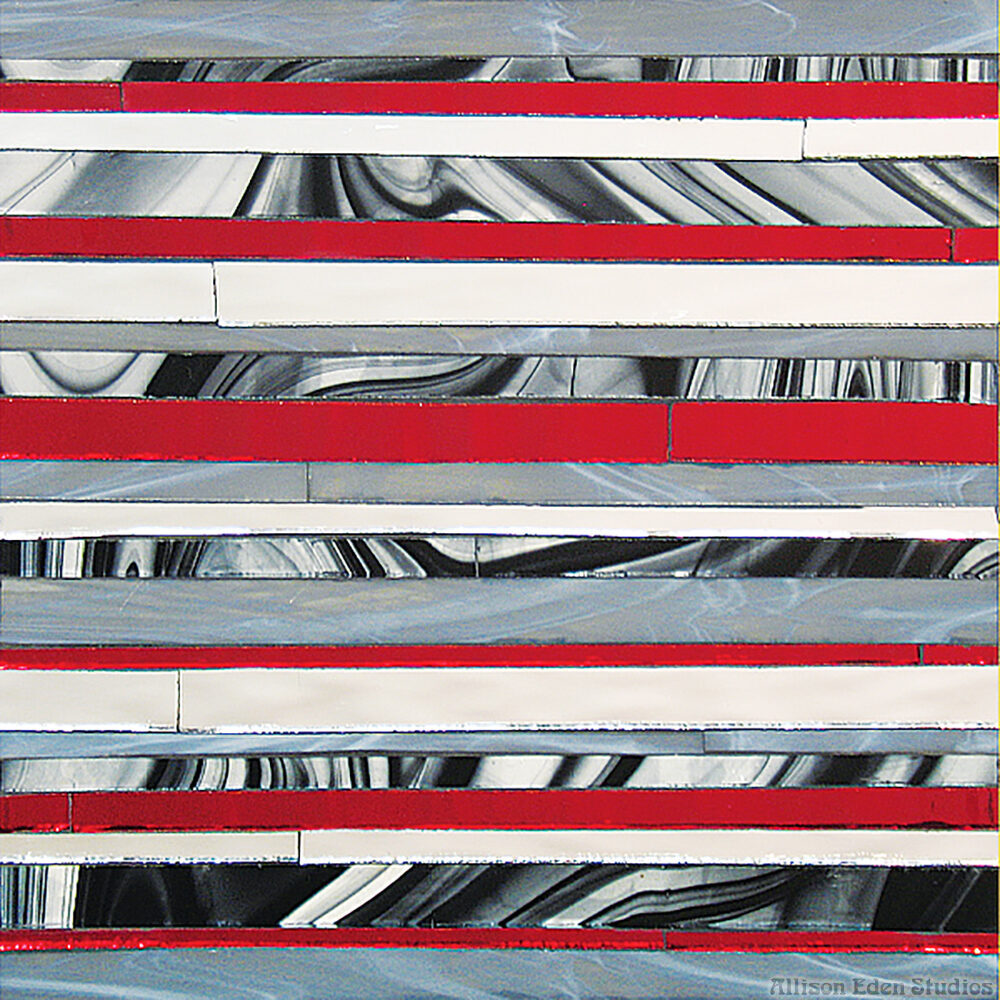Allison Eden Studios Stripes mirror baroque red mosaic tile wm