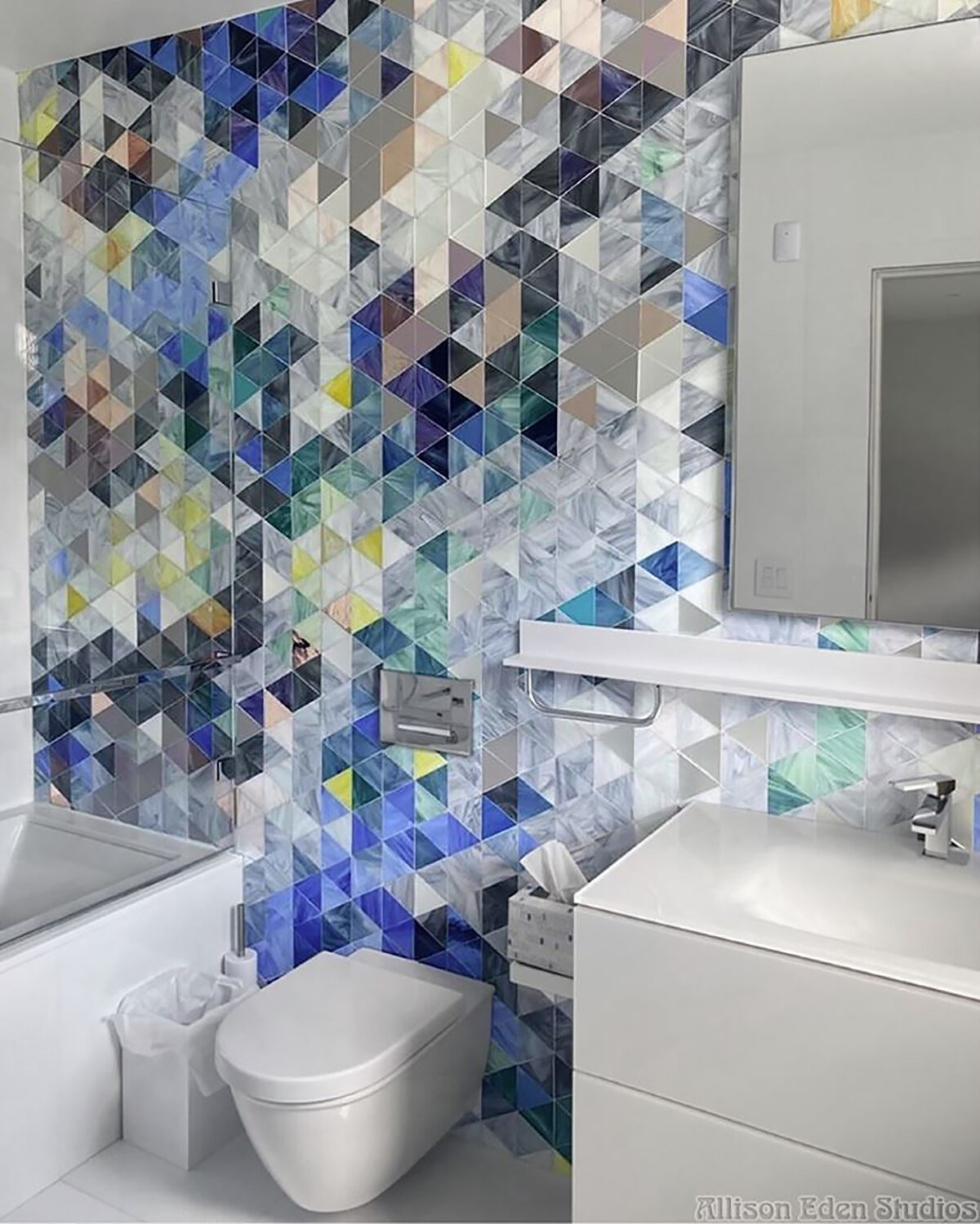 Allison Eden Studios Triangles Bath gray blue wm