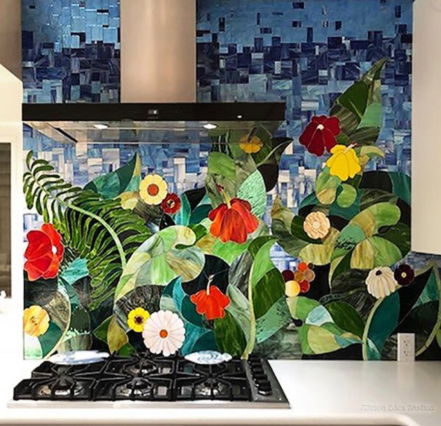 Allison Eden Studios Tropical Floral Kitchen Backsplash wm