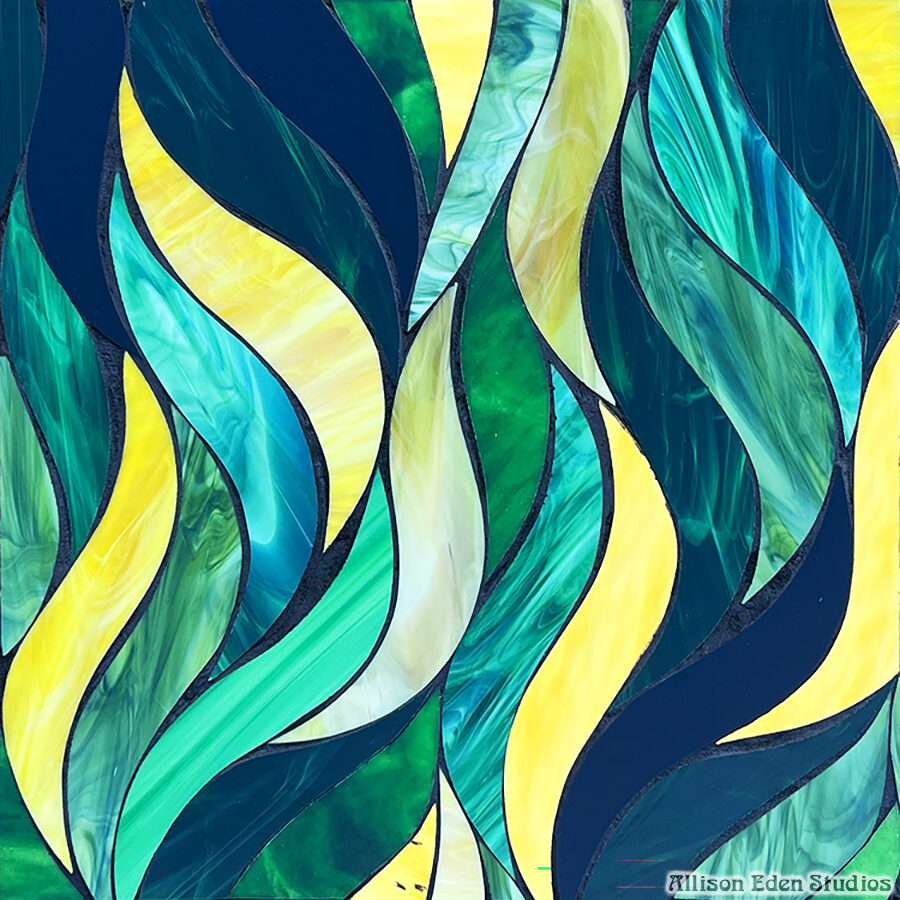 Allison Eden Studios Waves in green and gold wm