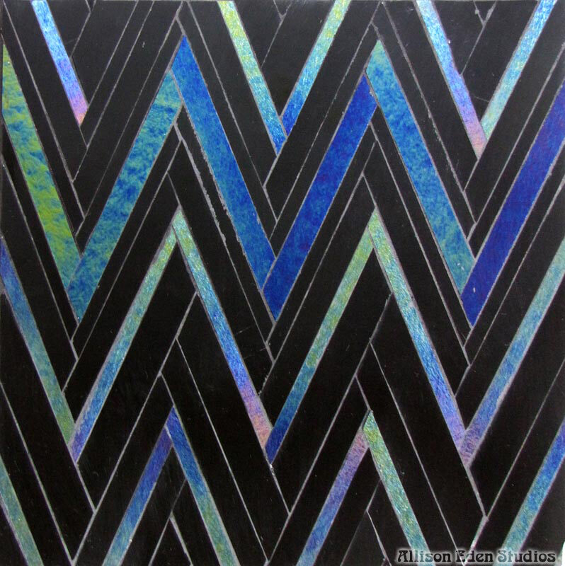 Allison Eden Studios Zig Zag mosaic tile black rainbow wm