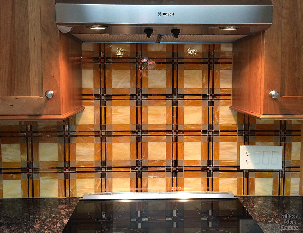Allison Eden Studios custon plaid mosaic backsplash wm