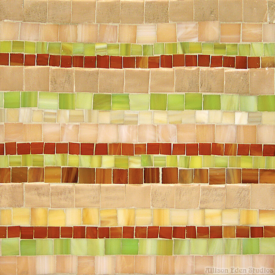 Allison Eden Studios mosaic tile Stripes copper amber green wm