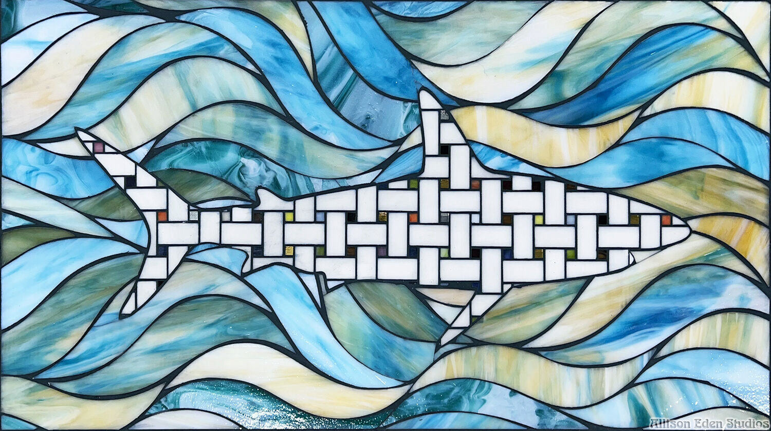 Allison Eden Studios shark in waves 18 X 32 wm