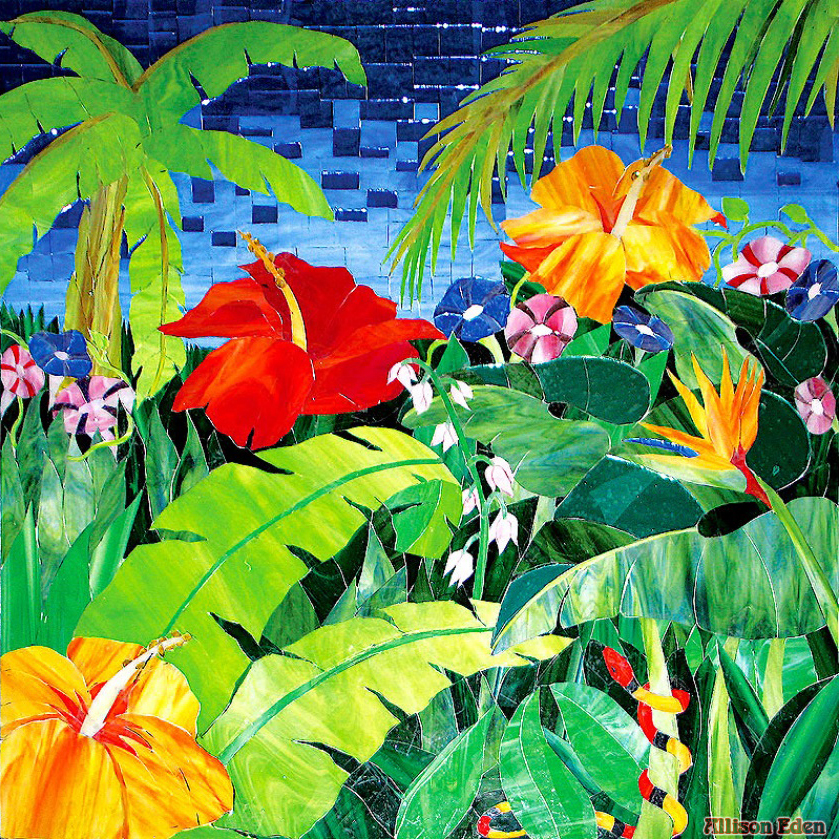 Allison Eden Studios tropical floral mural 48 X 48 wm