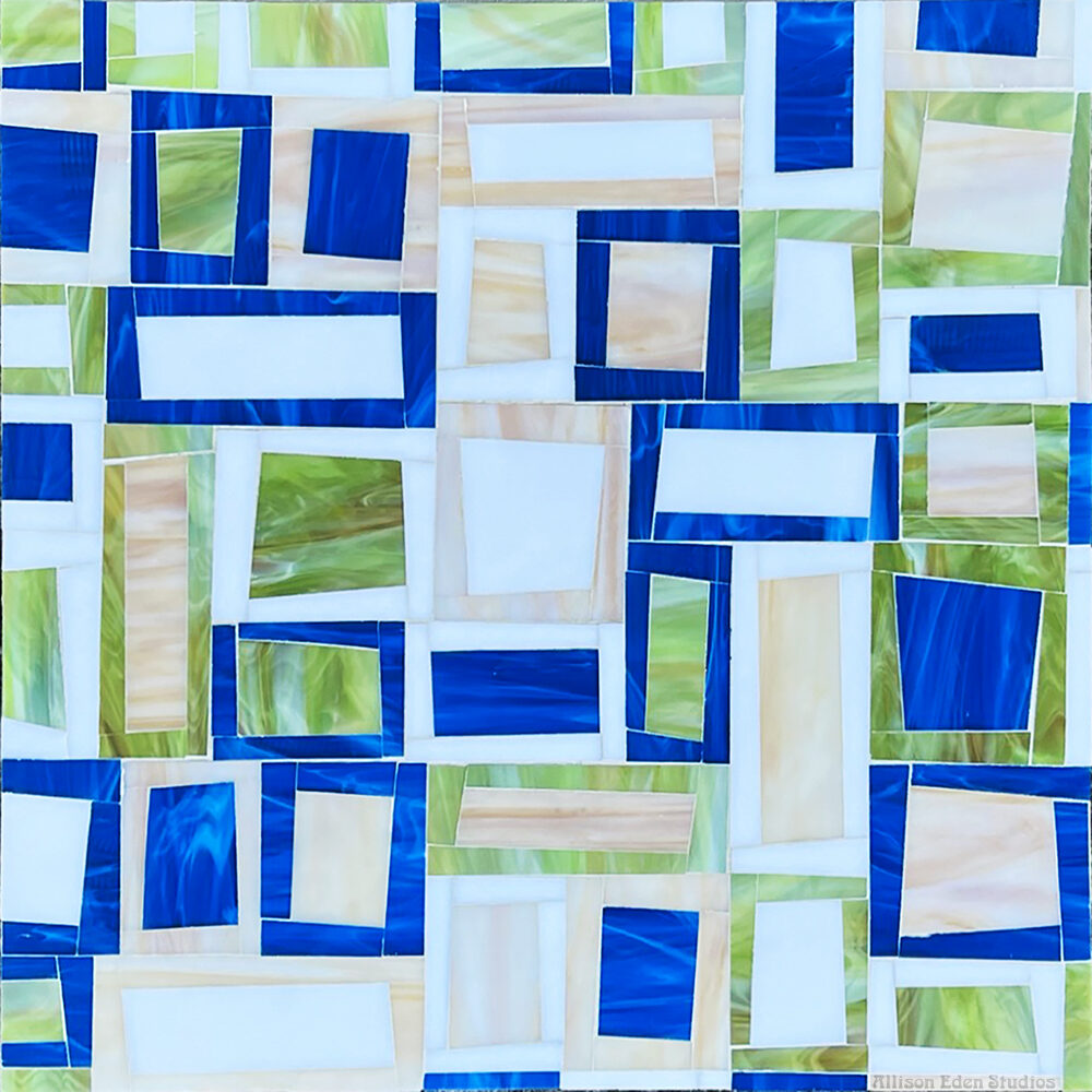 Allison Eden StudiosTiki Blocks bone blue green mosaic tile wm