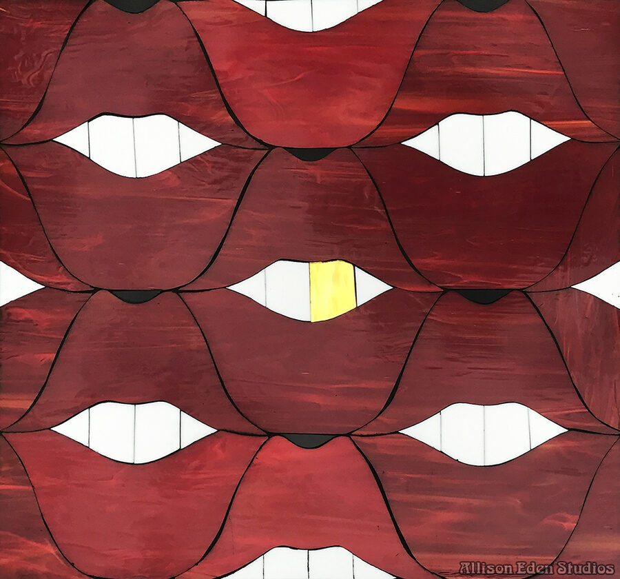 Allison Eden Urban Lips with Gold Tooth Displayed 24 X 24 wm