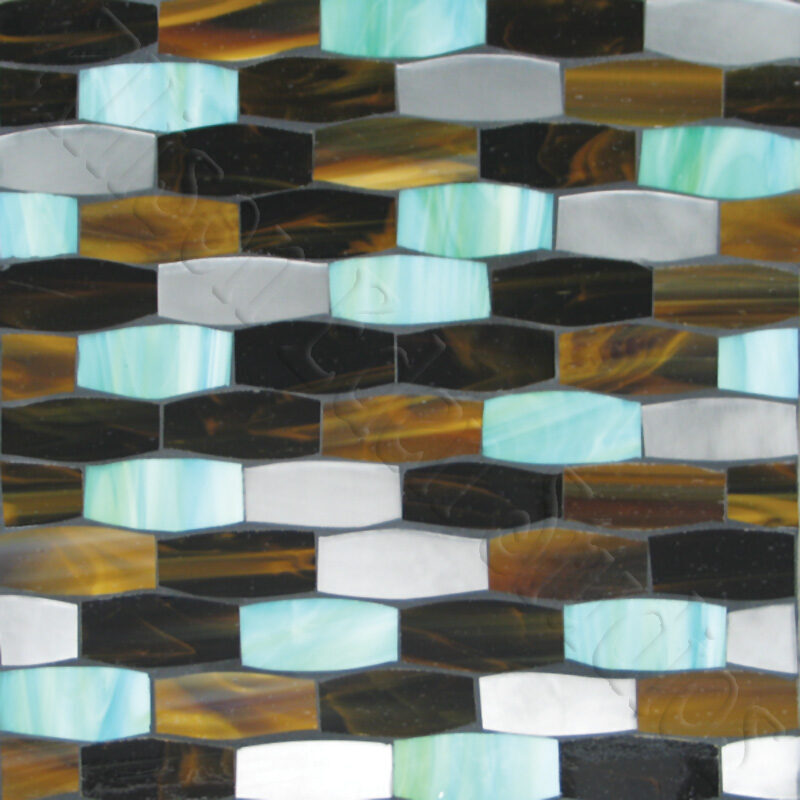 Lozenges choc turquoise brushedMirror
