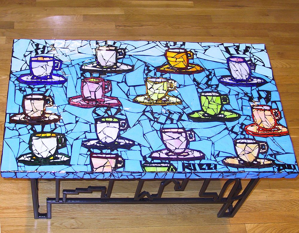 Allison Eden Collaborative artwork with NY artist James Rizzi coffee table w