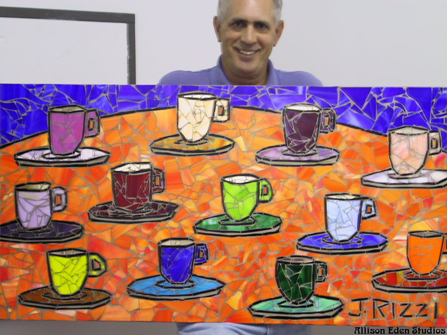 Collaborative Artwork with James Rizzi Coffee Cup Mural Mosaic