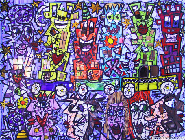Allison Eden James Rizzi People in city mosaics wm