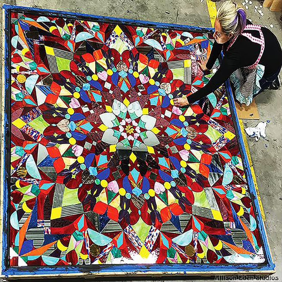 Kaleidoscope Stained Glass Artwork in progress with Allison Eden Kaleidoscope