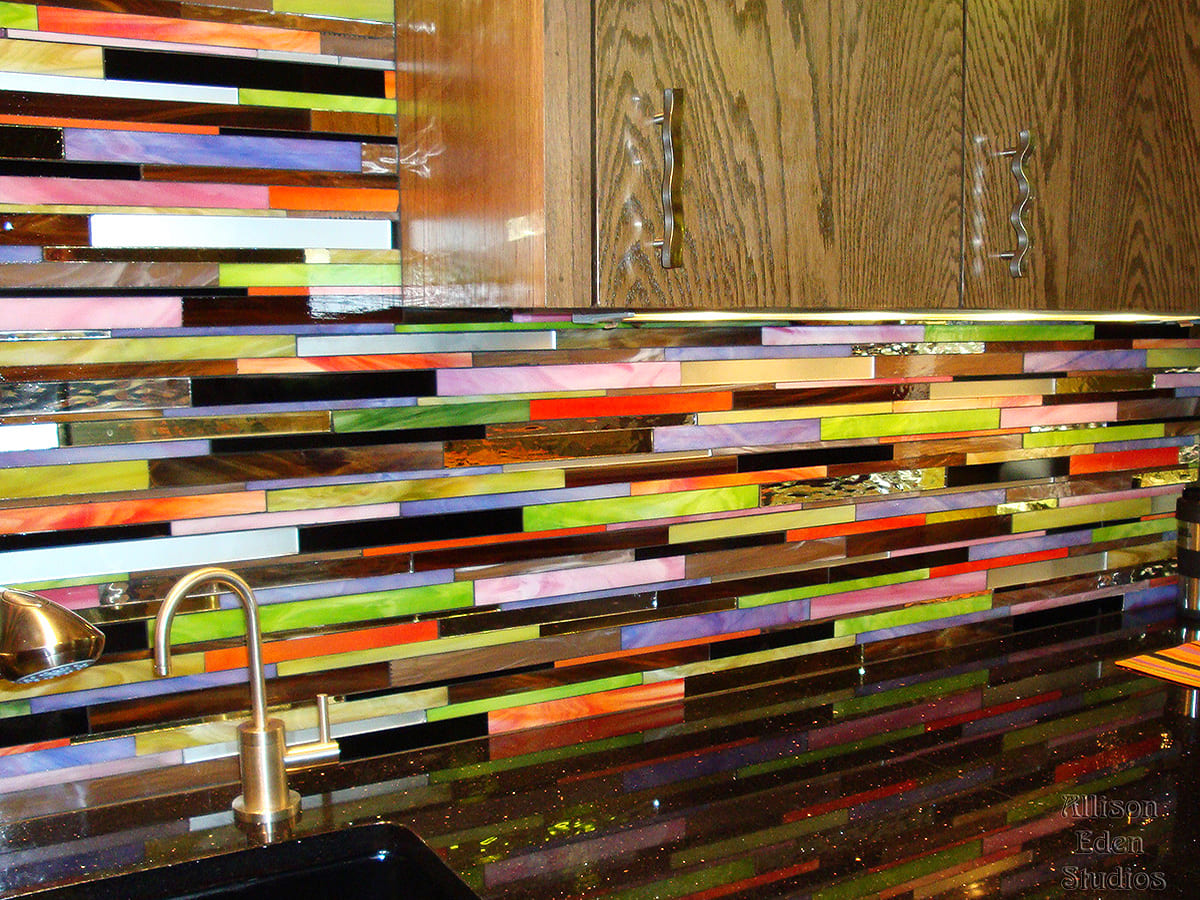 Allison Eden Studios Funky Color Linear Mosaic Tile Backsplash