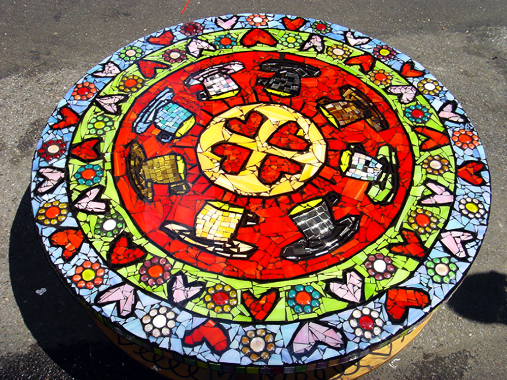 Allison Eden Collaborative Artwork with James Rizzi table for museum in Germany