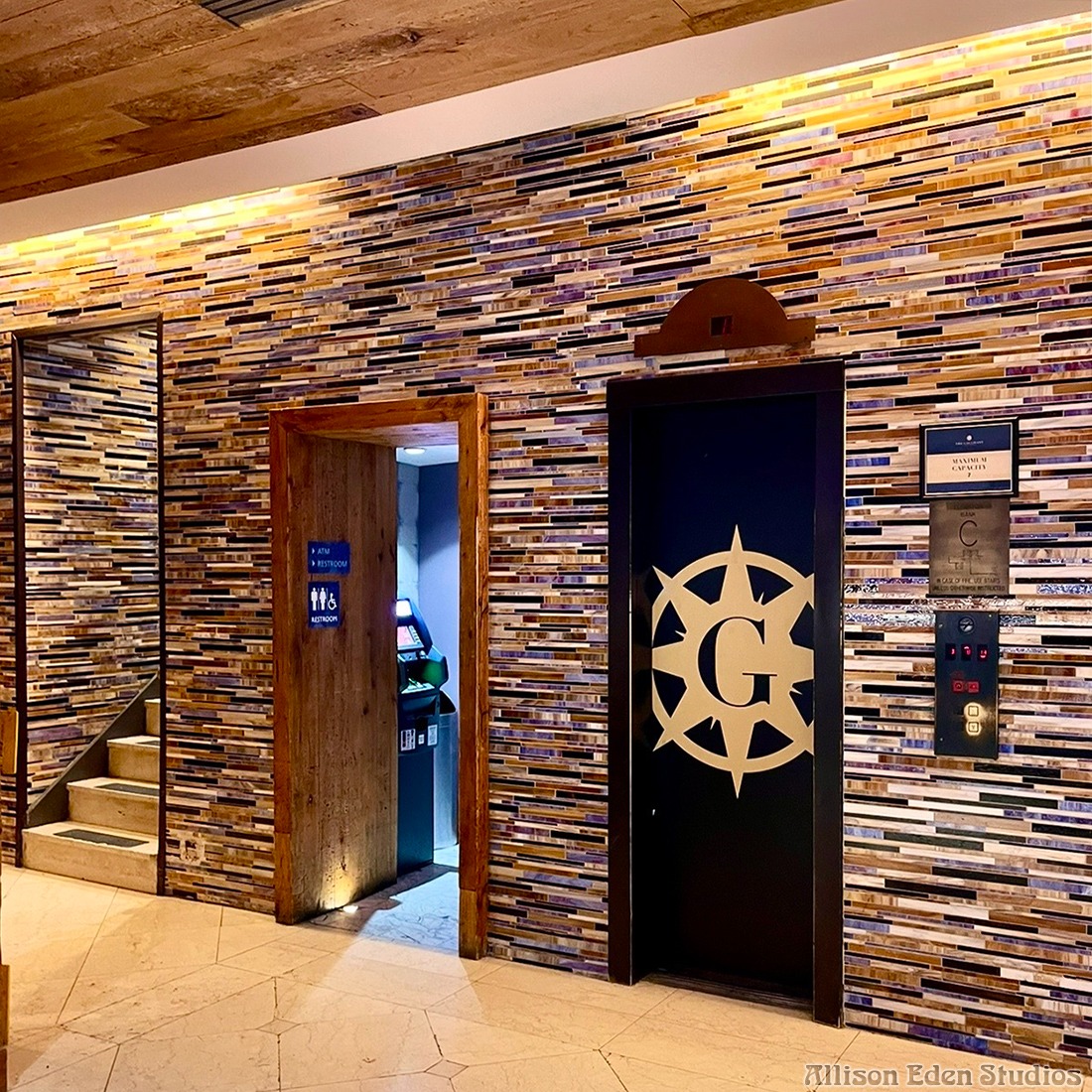 Allison Eden Studios- Renaissance Hotel- NYC- linear glass mosaic tile