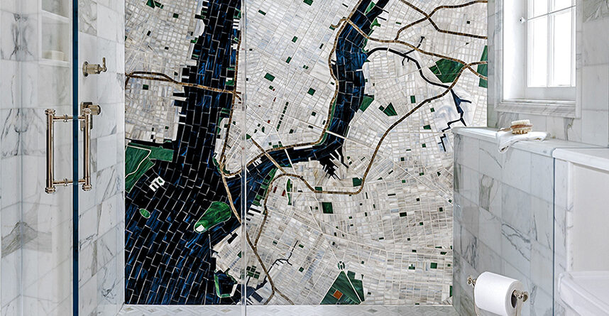 NYC Map mosaic tile by Allison Eden Studios wm