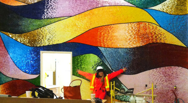 alaska healthcare glass art installation