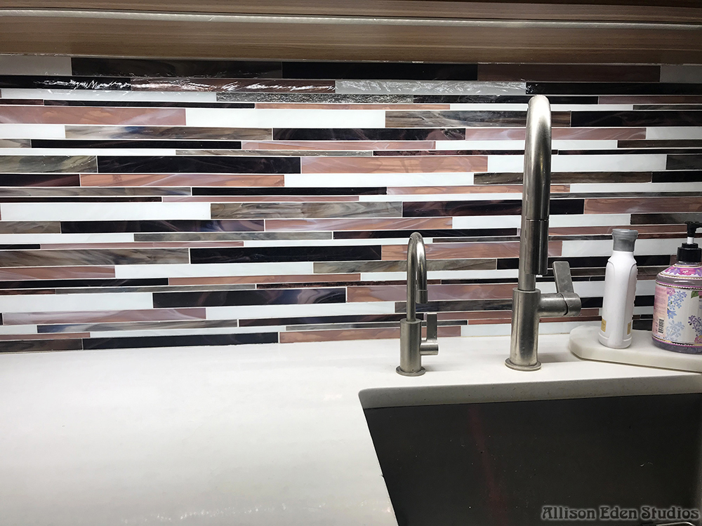 custom glass mosaic kitchen backsplash