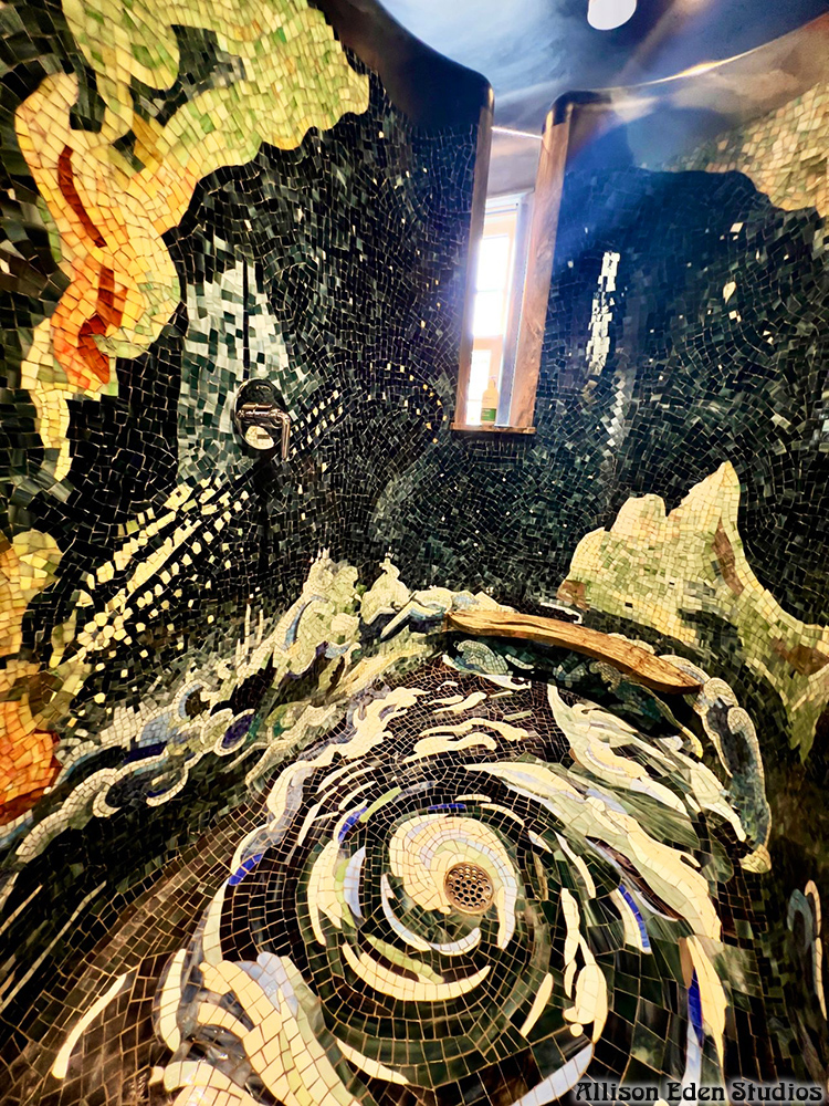immersive glass mosaic shower Titanic