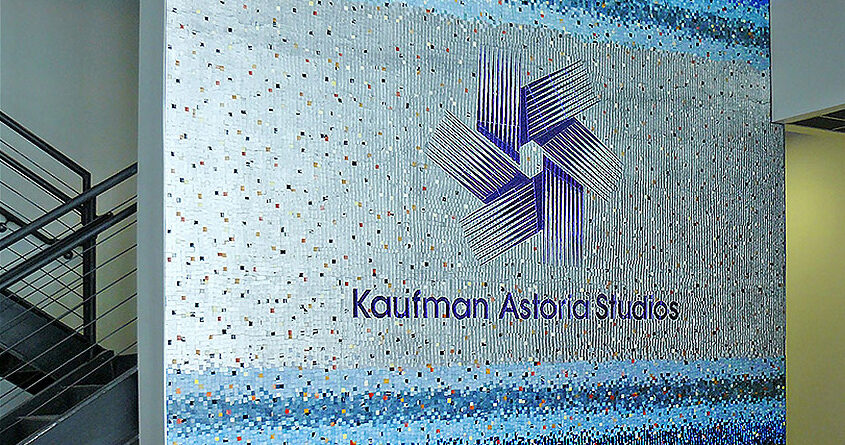 kaufman astoria studios custom glass mosaic feature wall