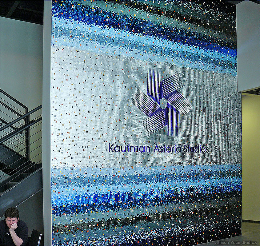 kaufman astoria studios custom glass mosaic feature wall