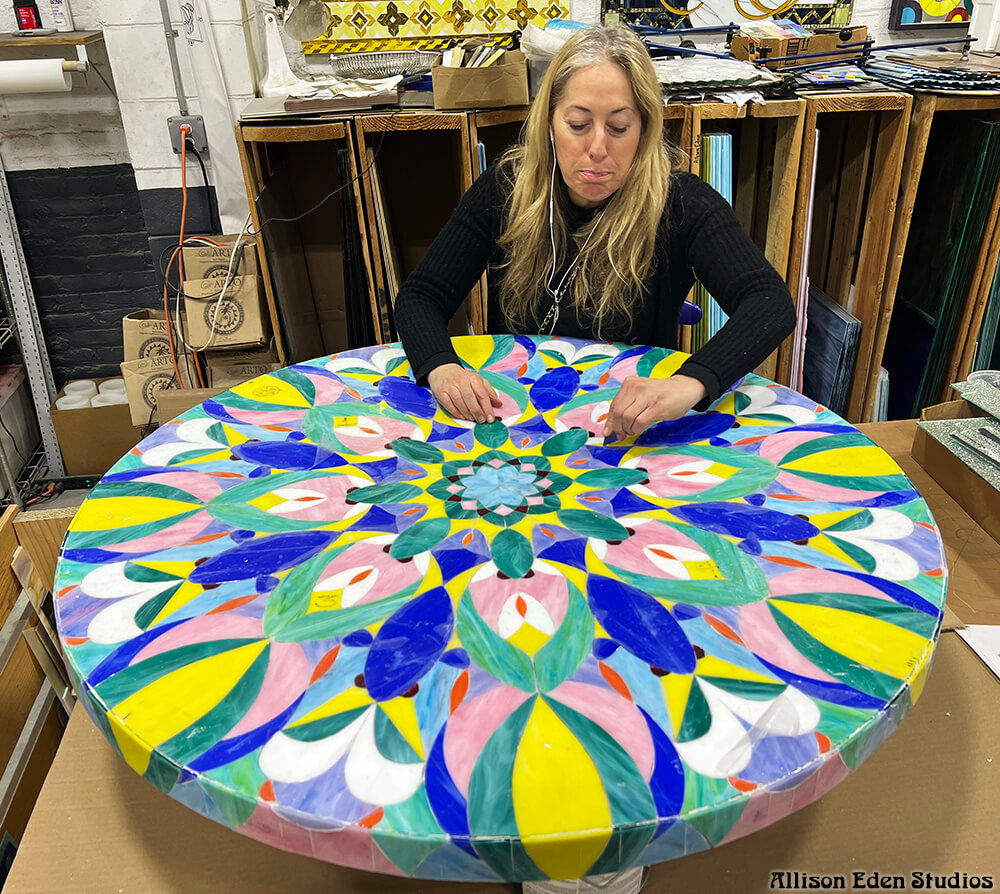 Allison Eden making Kaleidoscope Table Top wm
