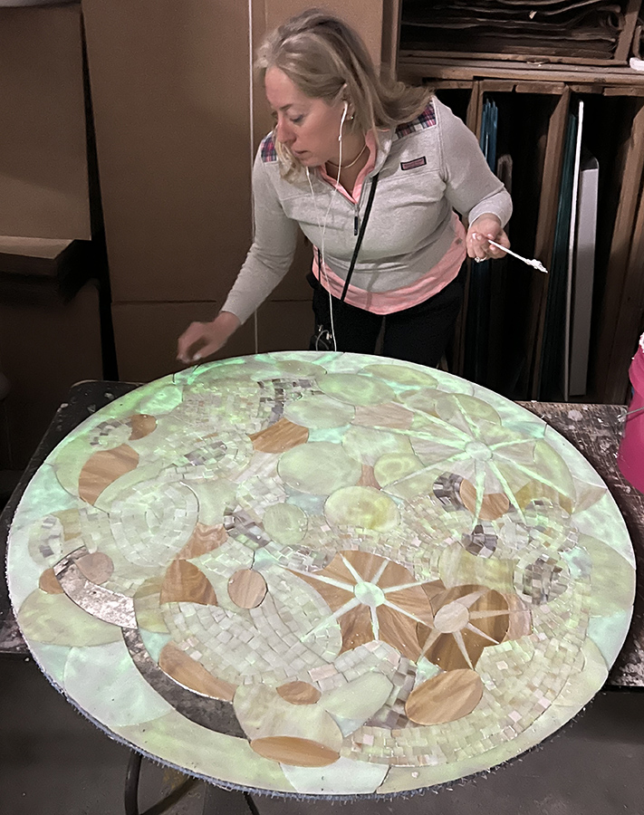 Allison Eden photoluminescent glass moon art in progress 2