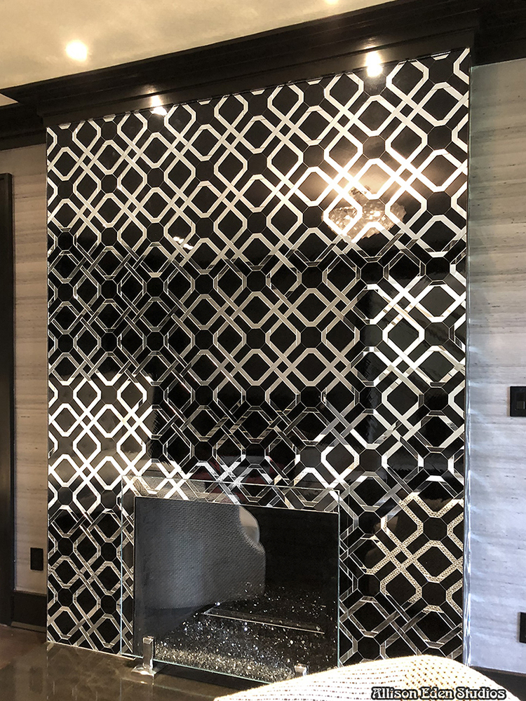 custom black mirror glass mosaic fireplace allison eden