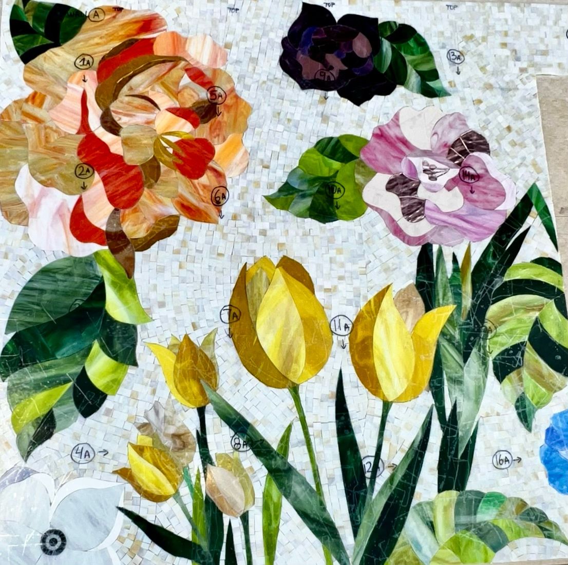 Allison Eden Large Floral in progress and numbered