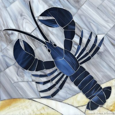 Allison Eden Studios Blue Lobster glass mosaic 12 X 12