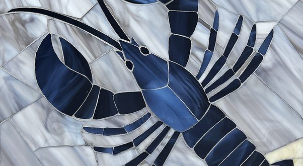 Allison Eden Studios Blue Lobster glass mosaic 12 X 12