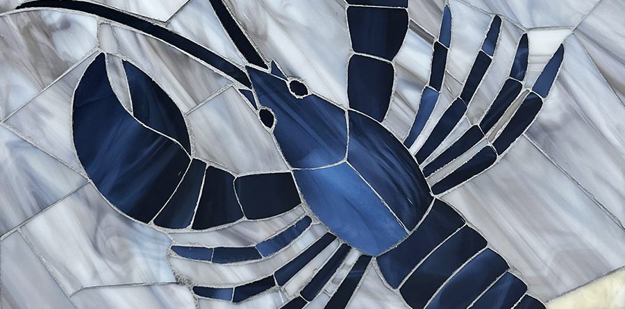 Allison Eden Studios Blue Lobster glass mosaic 12 X 12