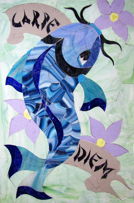 Allison Eden Studios Carpe Diem Blue Tattoo Fish Mosaic