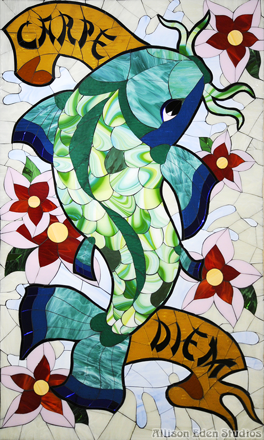 Allison Eden Studios Carpe Diem 72 inch stained glass mosaic tattoo art